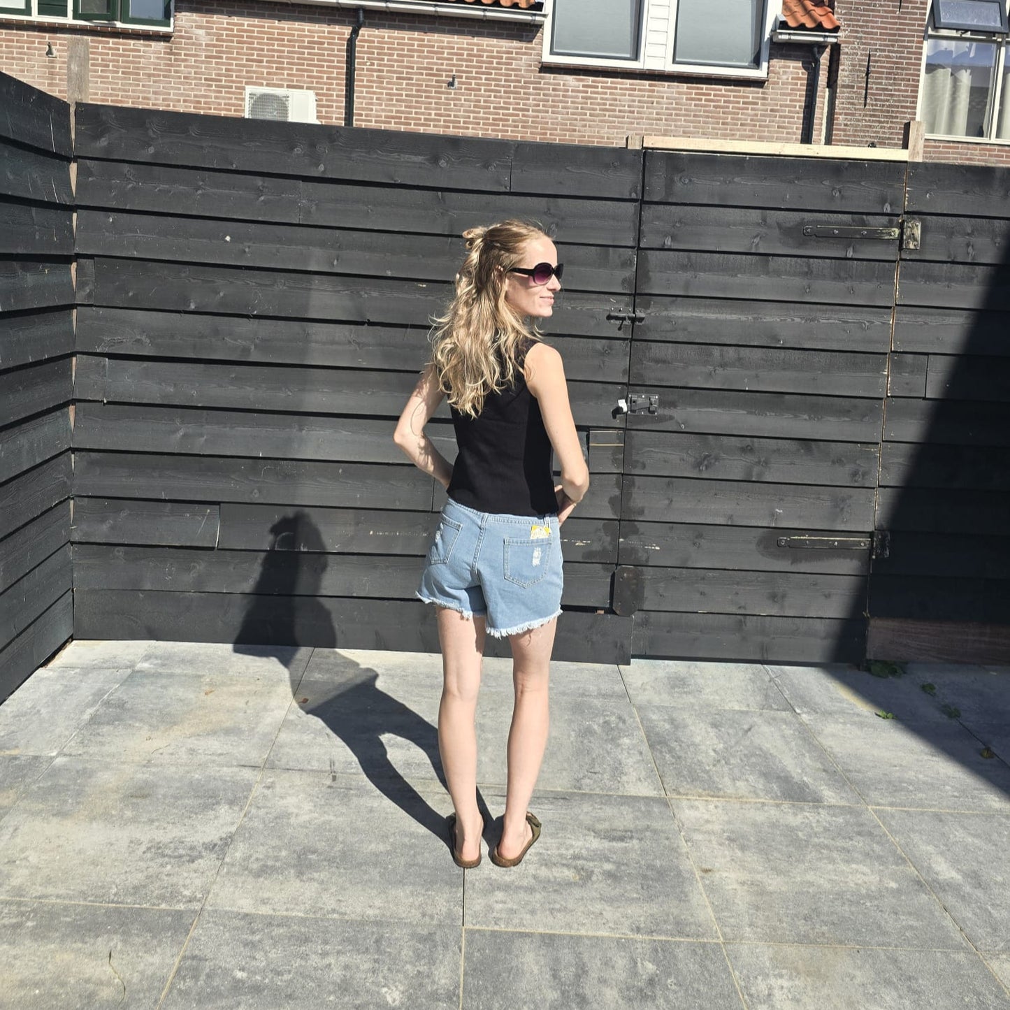 Denim short met rafelrand, casual & trendy