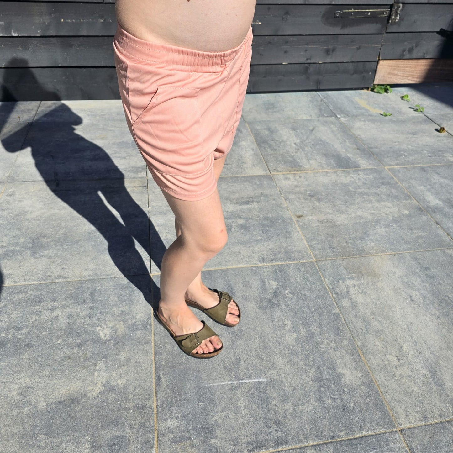 Roze short met elastische taille & zakken