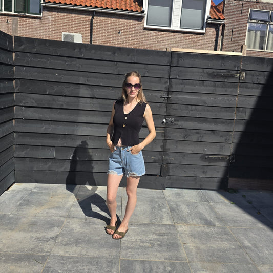 Denim short met rafelrand, casual & trendy