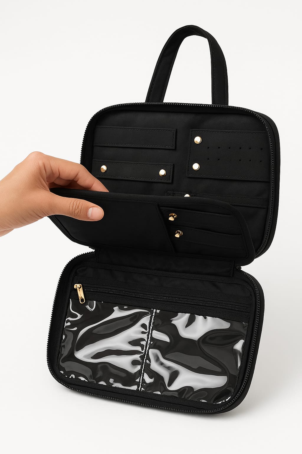 Toilettas De Luxe Uitklapbaar Groot 30x25cm - Zwart Nu Met 40% Korting!