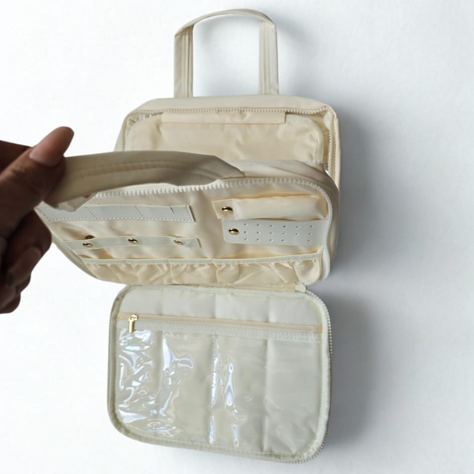 Toilettas De Luxe Uitklapbaar Klein & Compact 22,5x20cm - Wit