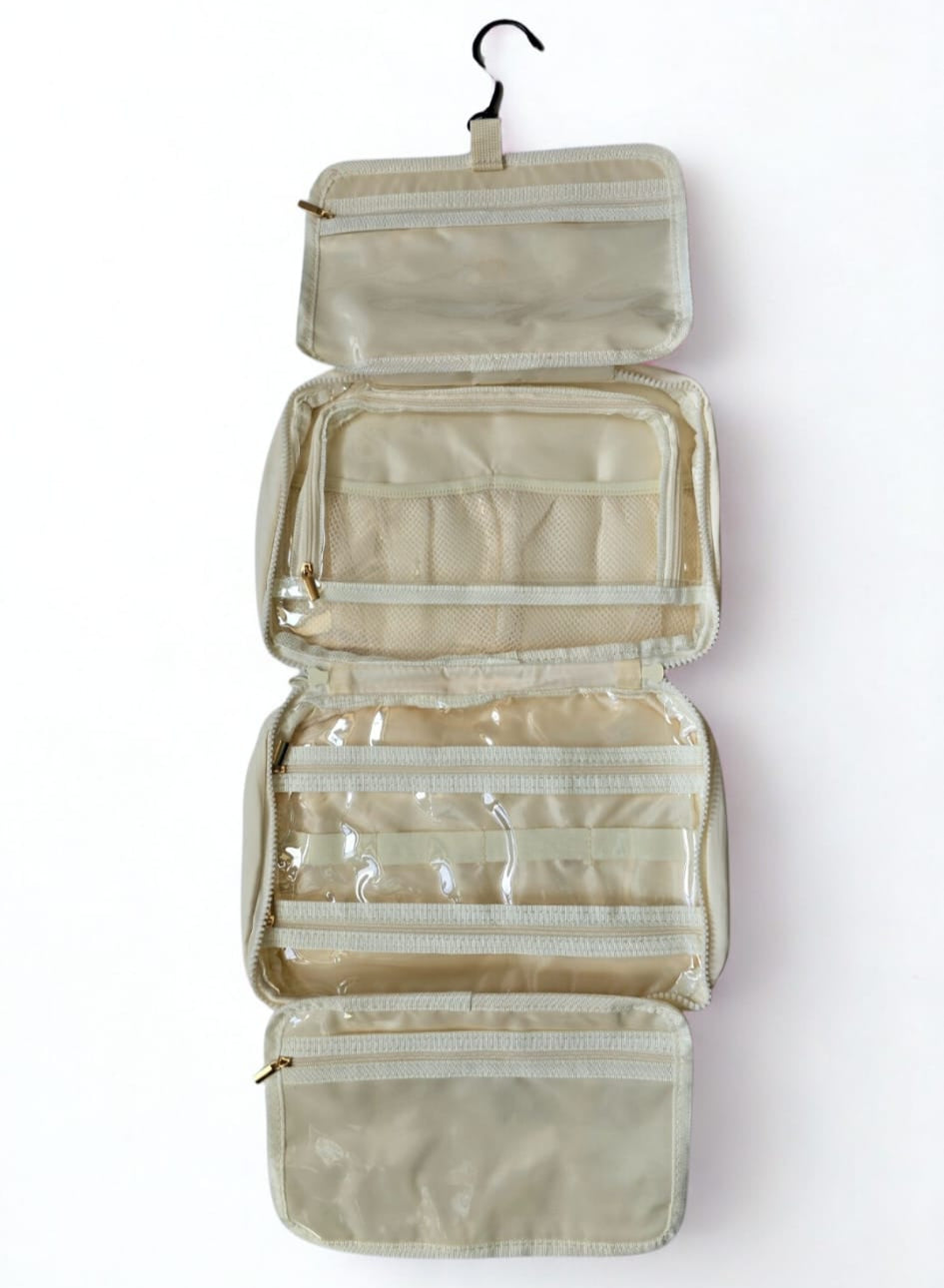 Toilettas De Luxe Uitklapbaar Klein & Compact 22,5x20cm - Wit