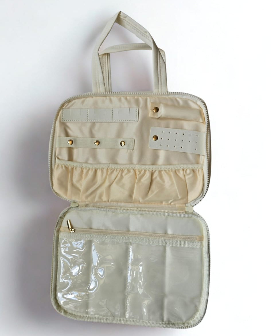 Toilettas De Luxe Uitklapbaar Klein & Compact 22,5x20cm - Wit