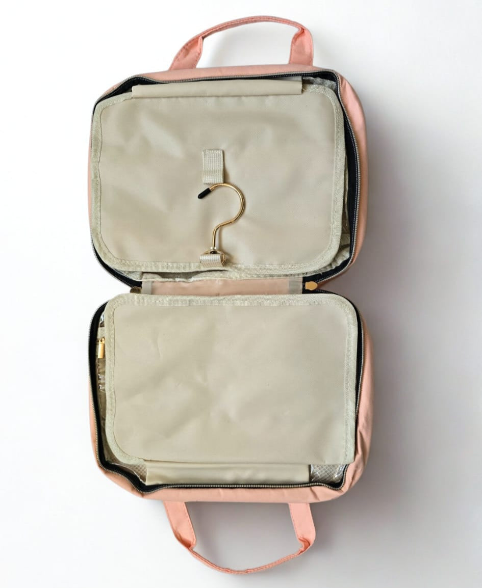 Toilettas Uitklapbaar Met Print - Zalmkleur (20 x 25 cm)