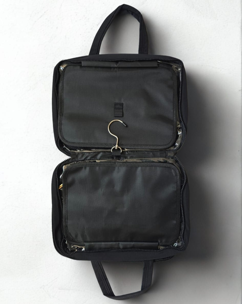 Toilettas De Luxe Uitklapbaar Klein & Compact 22,5x20cm - Zwart