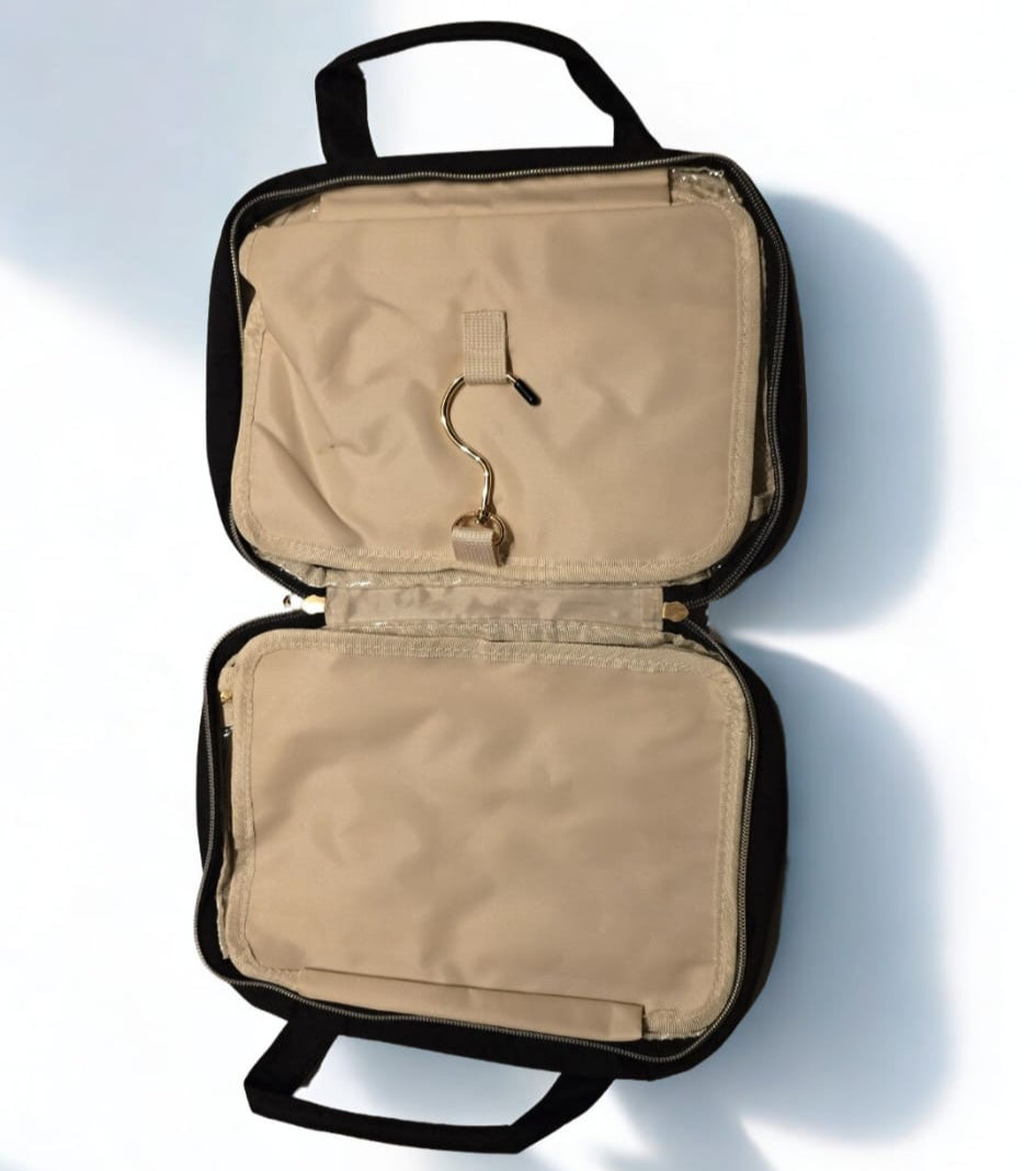 Toilettas Uitklapbaar Met Print 20x25cm - Zwart